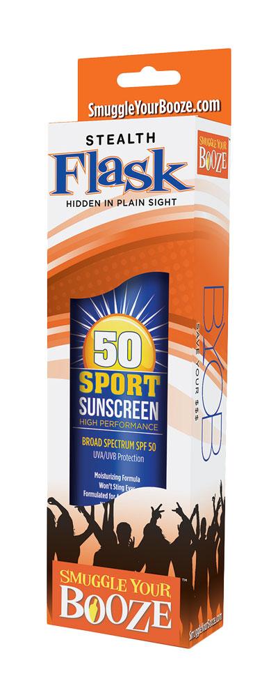 Smuggle Your Booze - Sunscreen SPF 50 Flask w/ Funnel & 5 Seals