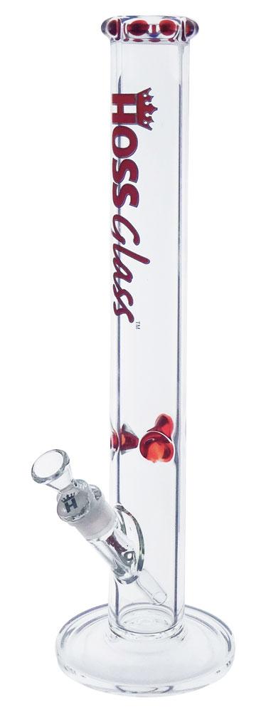 HOSS GLASS 18" 7MM STRAIGHT TUBE W/ CROWN MOUTHPIECE - RED