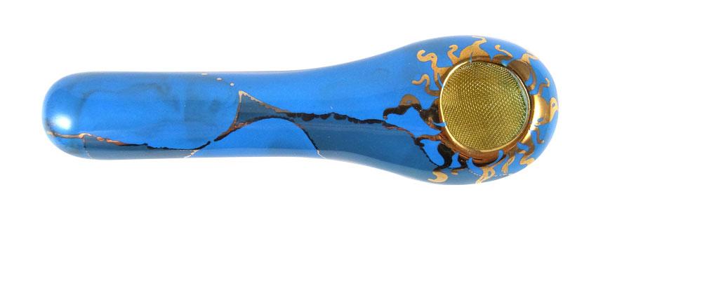 PORCELAIN GOLD SPOON - LIGHT BLUE