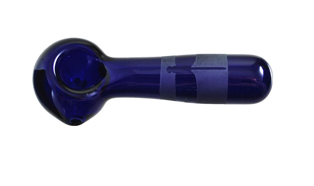 WINGS OF CHANGE - 4.5" SOLID COBALT BLUE COLOR SPOON W/ ETHCED DRAGONFLY BY JELLYFISH GLASS