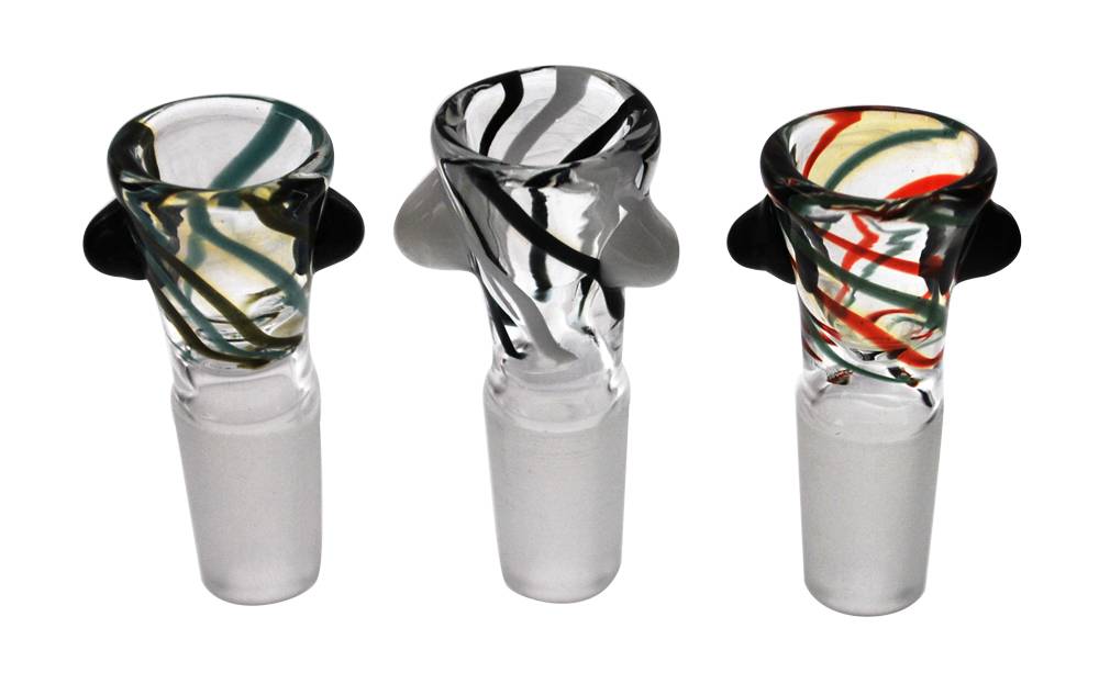 SHINE GLASSWORKS STRIPED FLARE BOWL 14MM ASSORTED COLORS