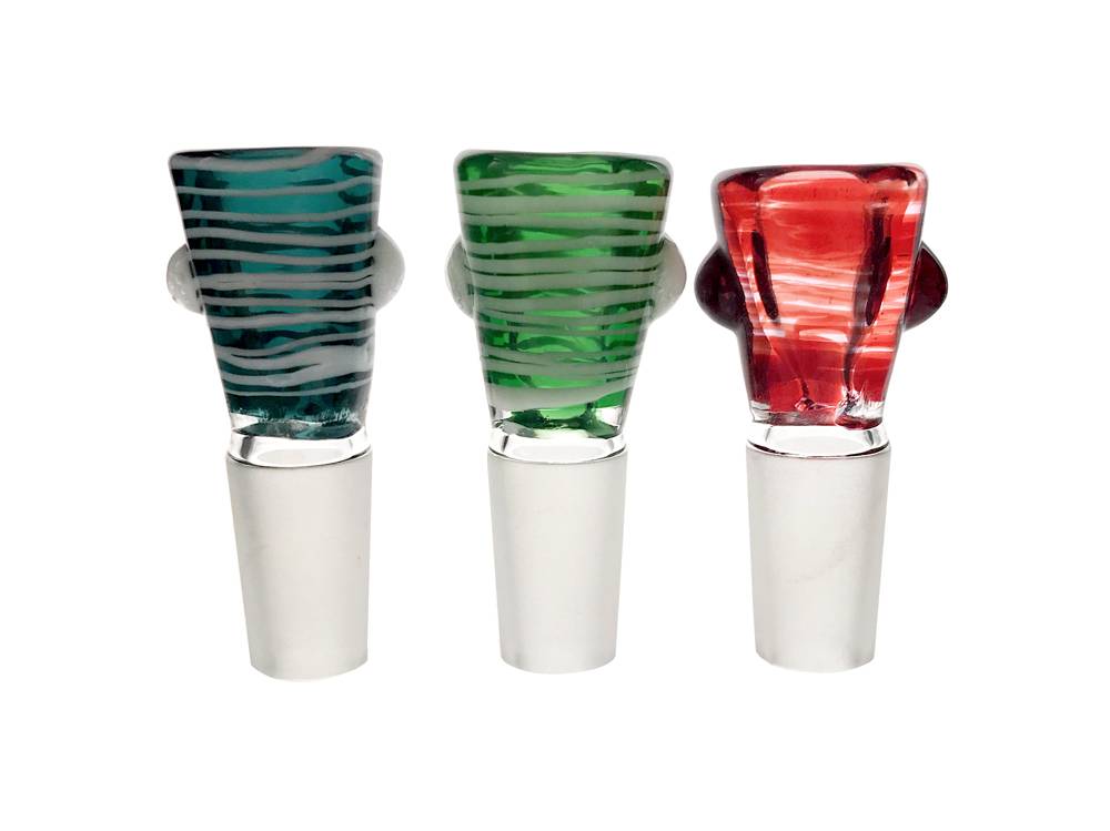 SHINE GLASSWORKS COLOR WRAP FLARE CONE BOWL W/ NUBS - 14MM