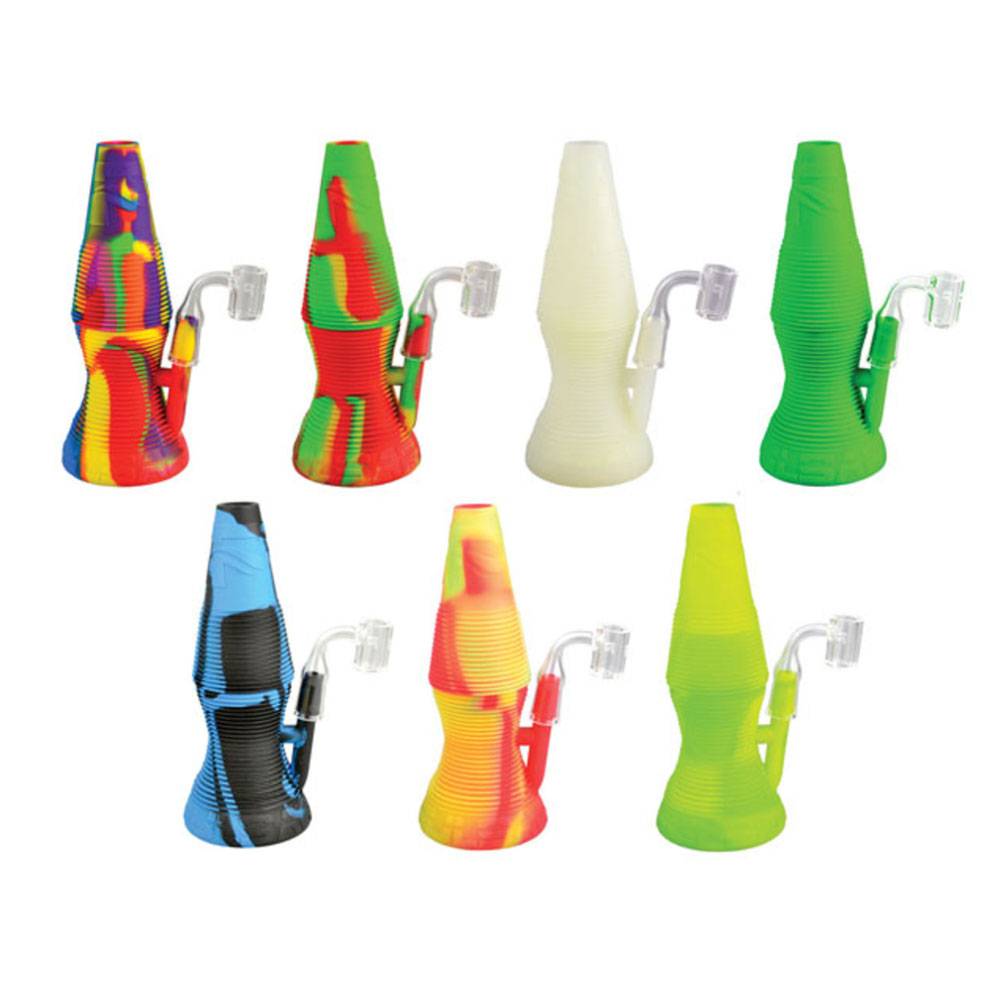 PULSAR RIP 8" SILICONE LAVA FLOW OIL RIG W/ BANGER, ASSORTED COLORS