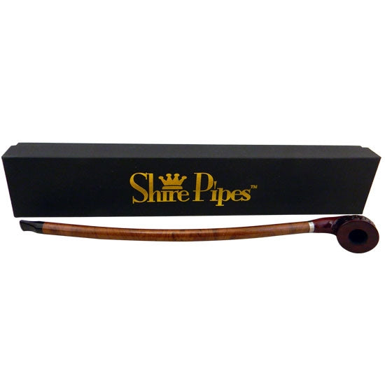 15" CURVED STEM ENGRAVED ROSEWOOD SHIRE PIPE