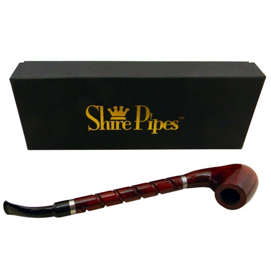 BENT BRANDY PIPE W/ LONG SPIRAL SHANK BY SHIRE PIPE - ROSEWOOD - 10.5"