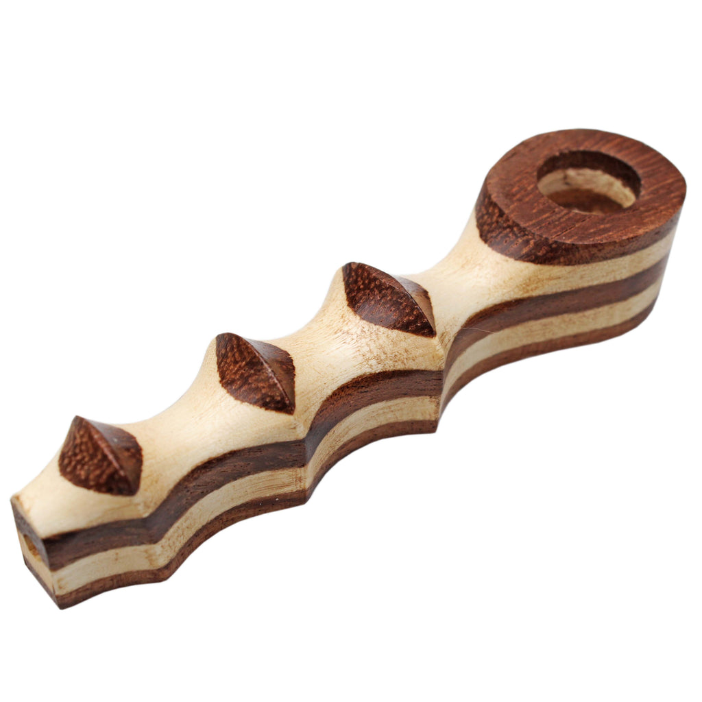 Wooden Pipe Genuine Pipe Co Carved Two-Tone Teak
