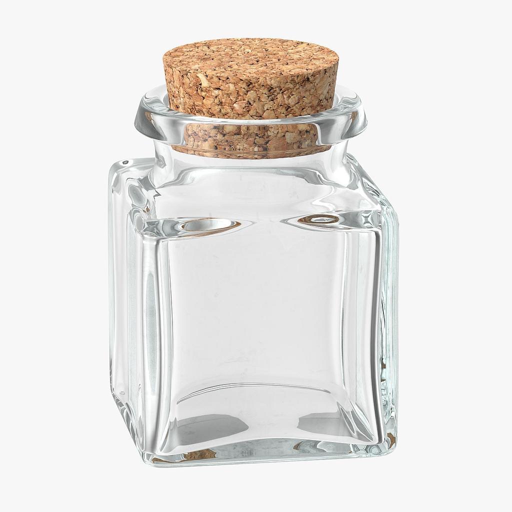 Glass Square Stash Jar Cork