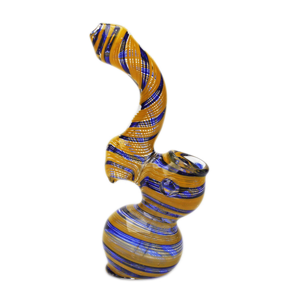 Glass Bubbler Genuine Pipe Co Stand Up Bubbler Color Swirl Yellow