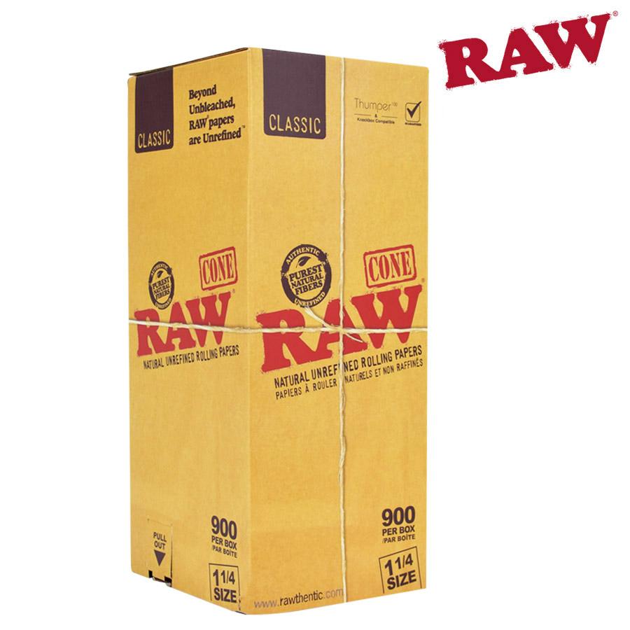 Raw Classic Natural Unrefined Pre-Rolled 1 1/4 Cones - Bulk Box/900