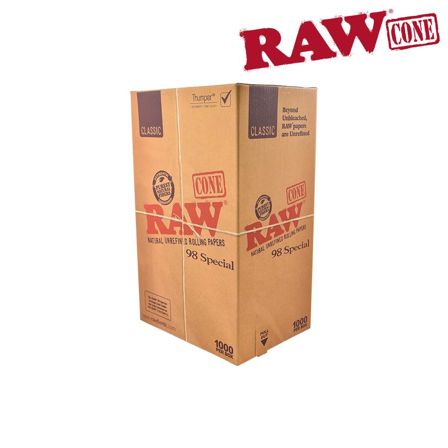 Raw Classic Natural Unrefined Pre-Rolled 98 Special Cones - Bulk Box/1400