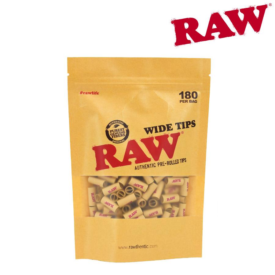 Raw Wide Pre-Rolled Unbleached Tips 180-Pack Bag