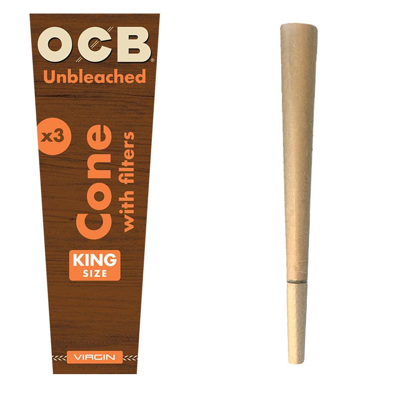 RTL - Rolling Papers OCB Virgin Unbleached Pre-Rolled King Size Cones 3-Pack