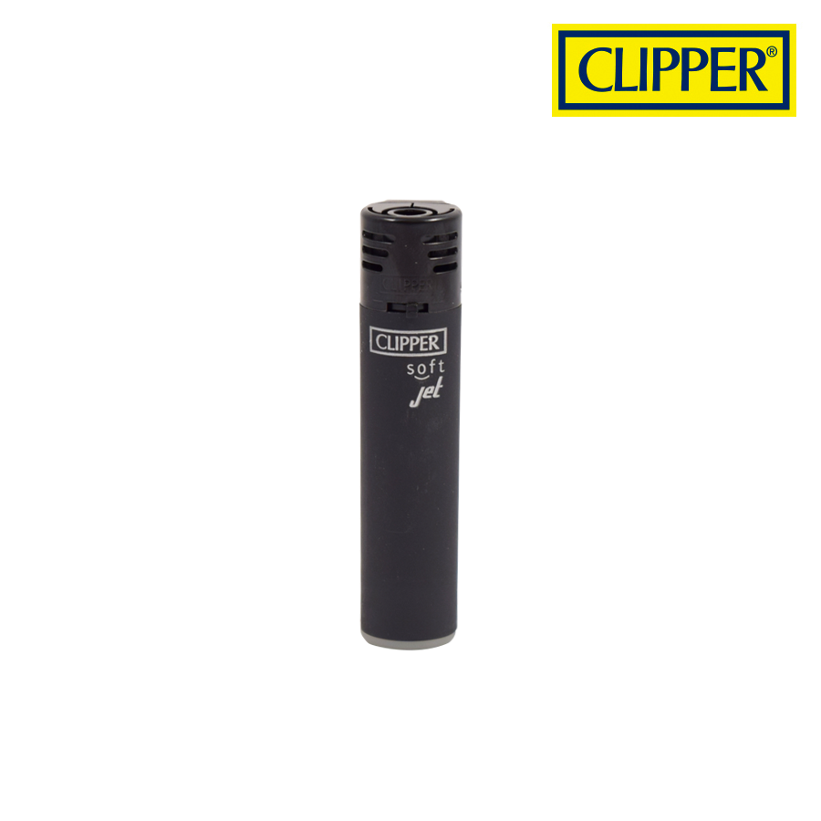RTL - Clipper Round Plastic Jet Flame soft black lighter