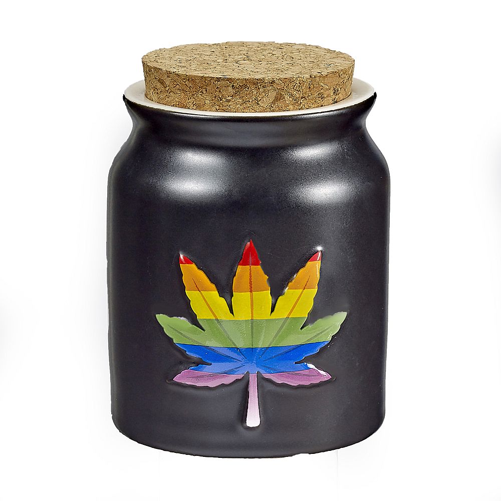 Storage Jar Rainbow Leaf  Stash Jar
