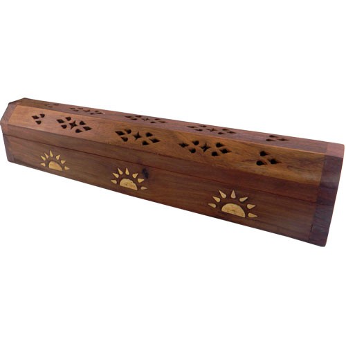 WOODEN COFFIN INCENSE BURNER