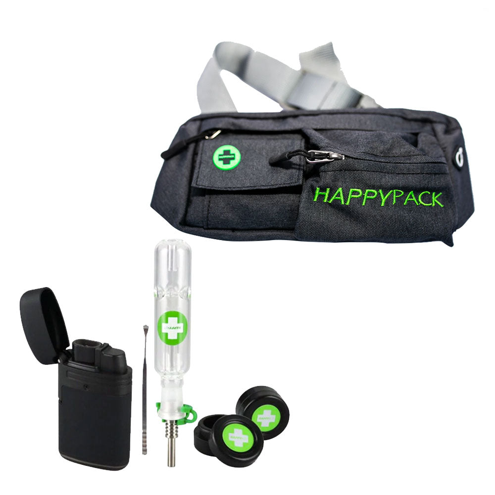 HAPPY FANNY PACK - HERB VERSION W/ 2 X SILICONE CONTAINERS, VAPOR VESSEL & TI TIP, TOOL & TORCH